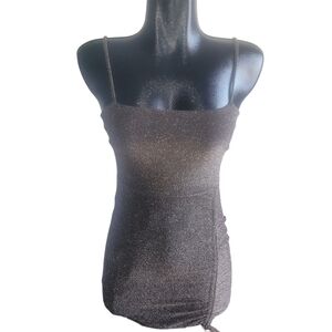Eclipse Gold/black Shimmery Spaghetti Strap Mini Dress Sz.XS